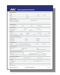 Master Instruments Battery Application Worksheet PDF