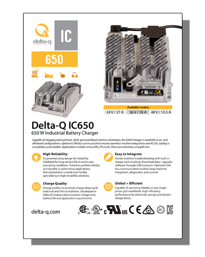 Delta-Q IC650 Specification Sheet