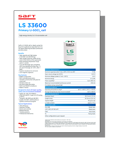 Saft LS33600 D Size Saft Lithium Cylindrical Cell