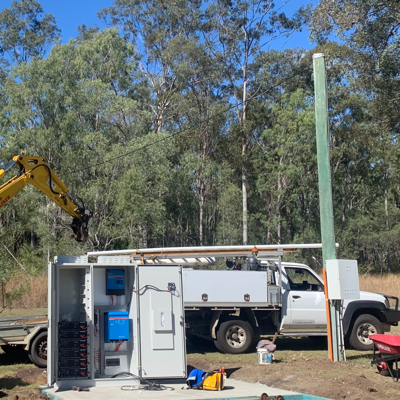 Off grid system being installed