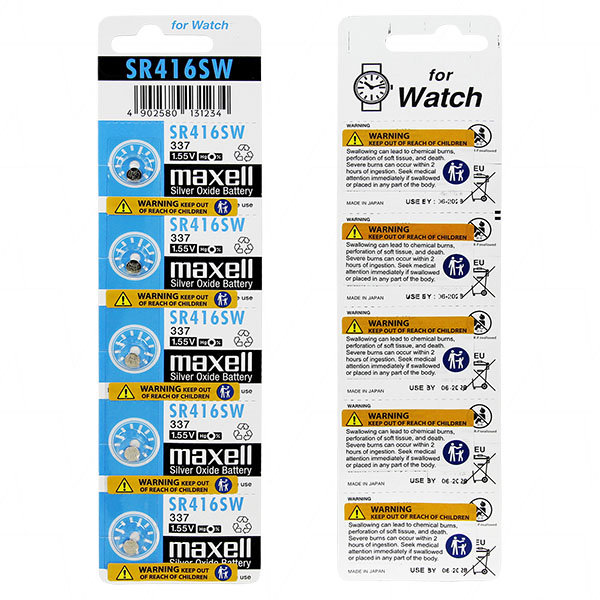 Maxell SR416SW-BP5 - Maxell Button Cell Low Drain Type