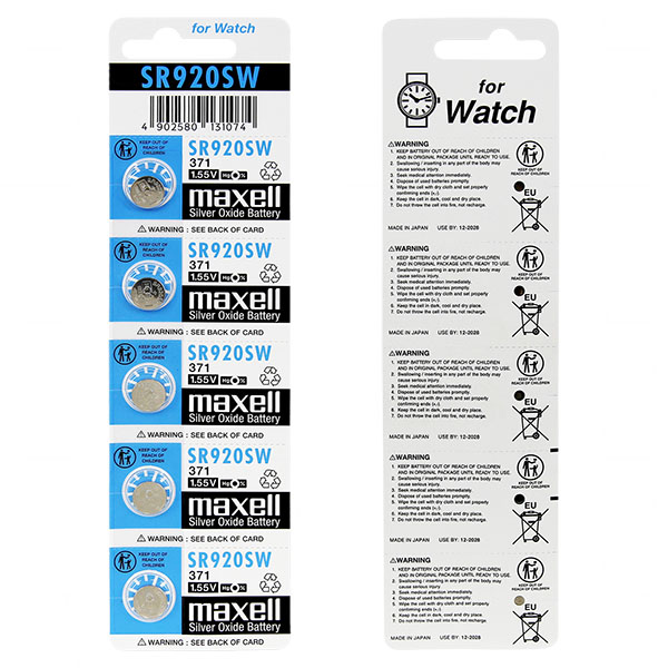 SR920SW-BP5 - Maxell Button Cell Low Drain Type