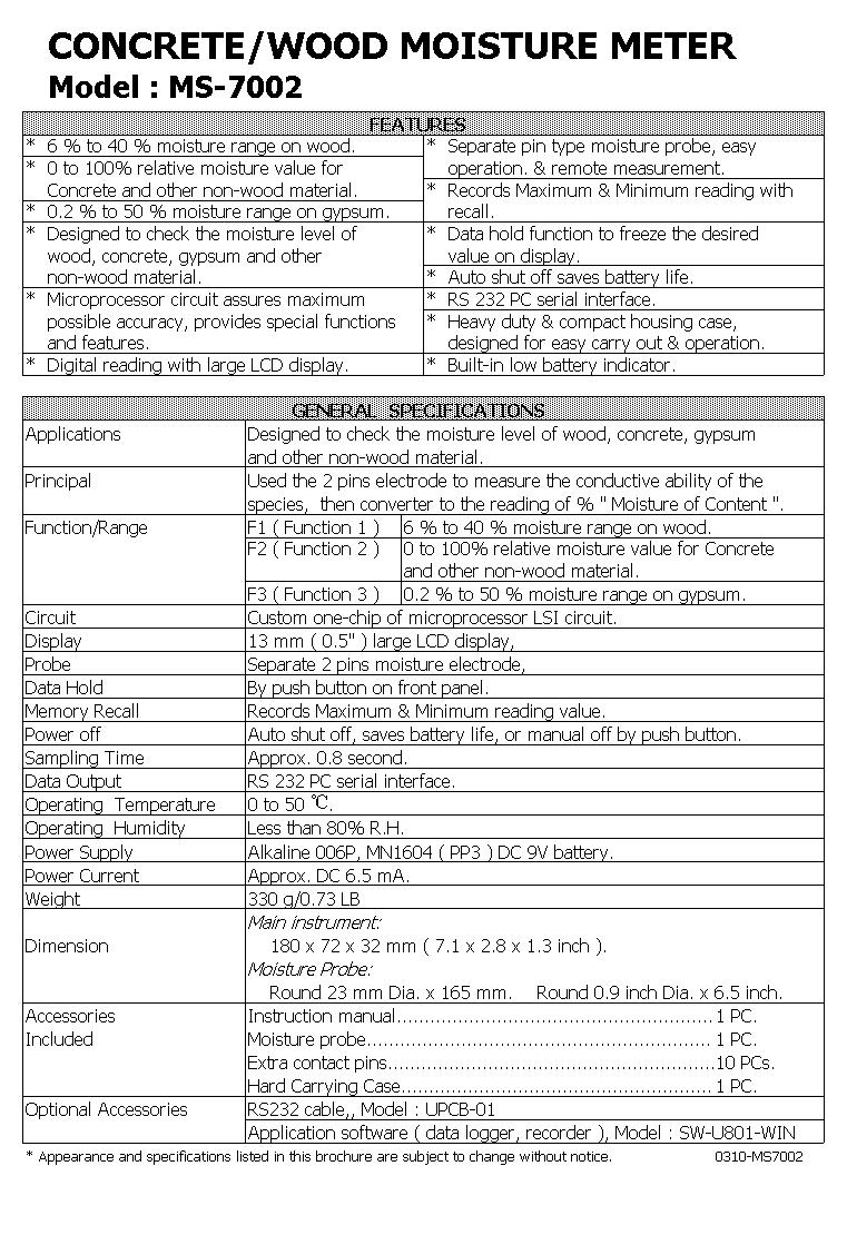 Lutron MS7002 Concrete/Wood Moisture Meter