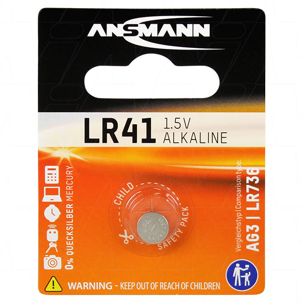 LR41BP1 Ansmann 5015332 Alkaline Button Cell Battery replaces 192, AG3
