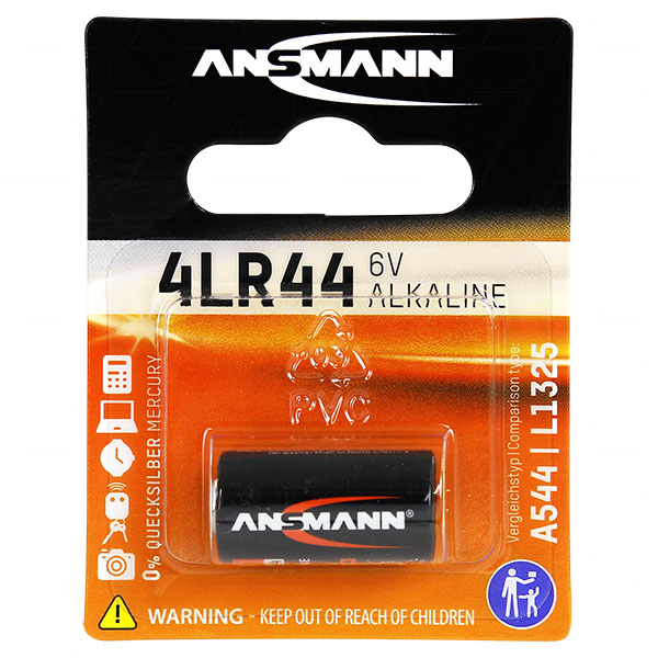 4LR44BP1 Ansmann 15100009 4LR44 6V Alkaline Battery replaces 1414A, 28A, 476A, 4AG13, 4G13