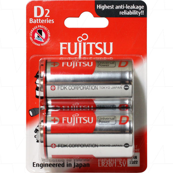 Fujitsu LR20(2B)FU Fujitsu Universal Power LR20 D size alkaline battery. Replaces LR20, 13A