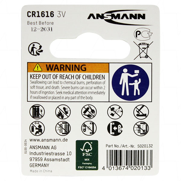 Ansmann CR1616-BP1(A)