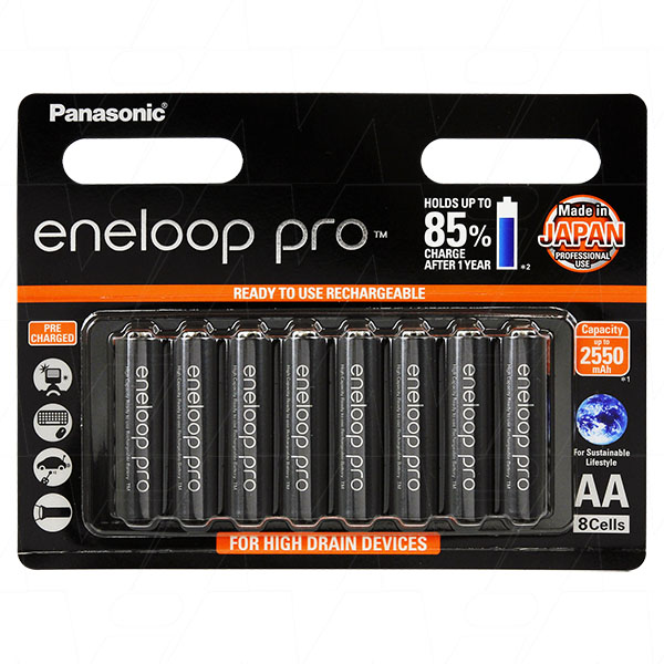 Panasonic Eneloop PRO AA HR6 Rechargeable with Z-tag for Size AA