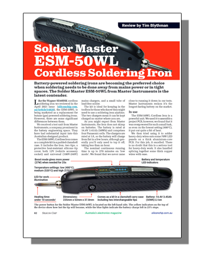 Thumbnail for Silicon Chip Magazine Review of Solder Master Iron
