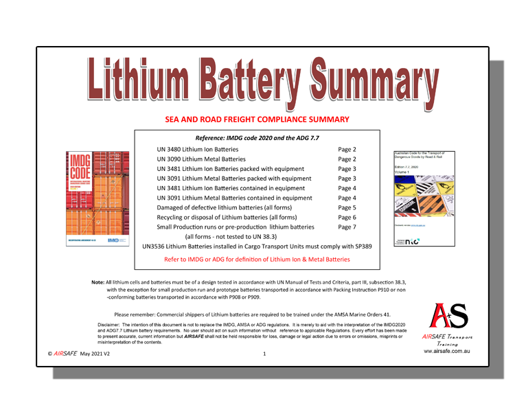 Lithium Batteries by Road and Sea Document V2 PDF
