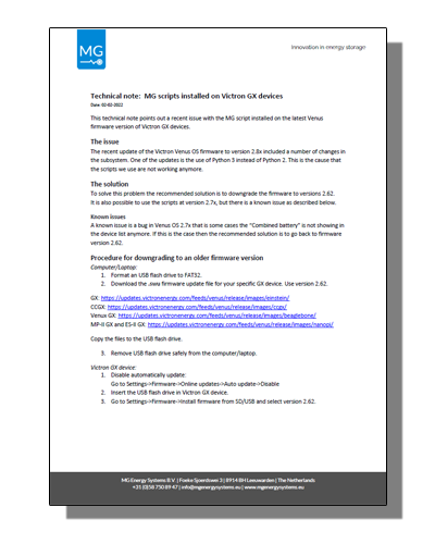 MG scripts installed on Victron GX devices