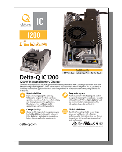 Delta-Q IC1200 Specification Sheet
