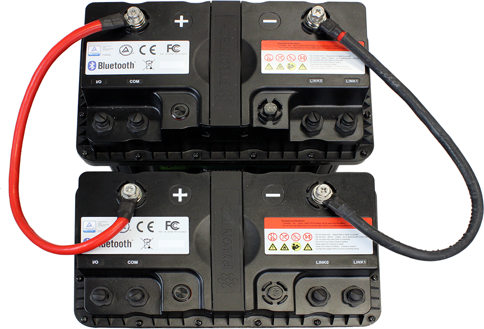 Photo of two batteries connected in parallel