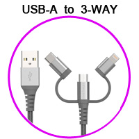USB-A to 3-way modular