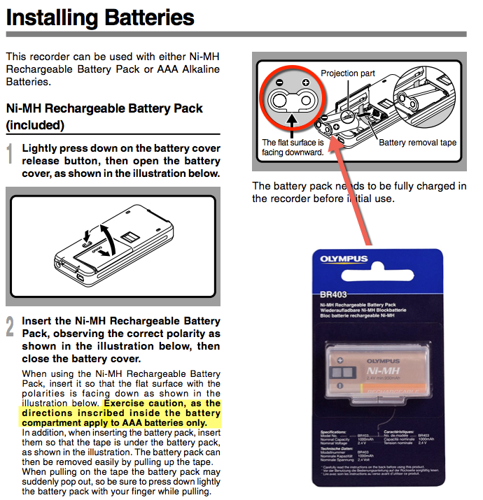 MI Battery Experts DPBBR403 Battery for Olympus dictaphone