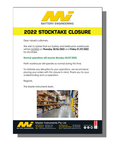 2022 Stocktake CLosure Notification